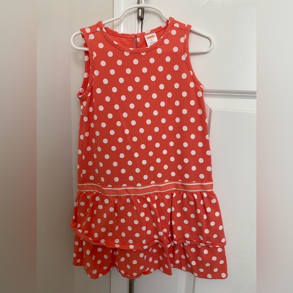 Gymboree polka dot dress with matching hair clips CORAL color - Picture 1 of 5